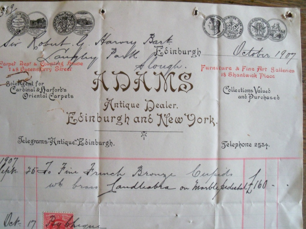 invoice from Adams antiques